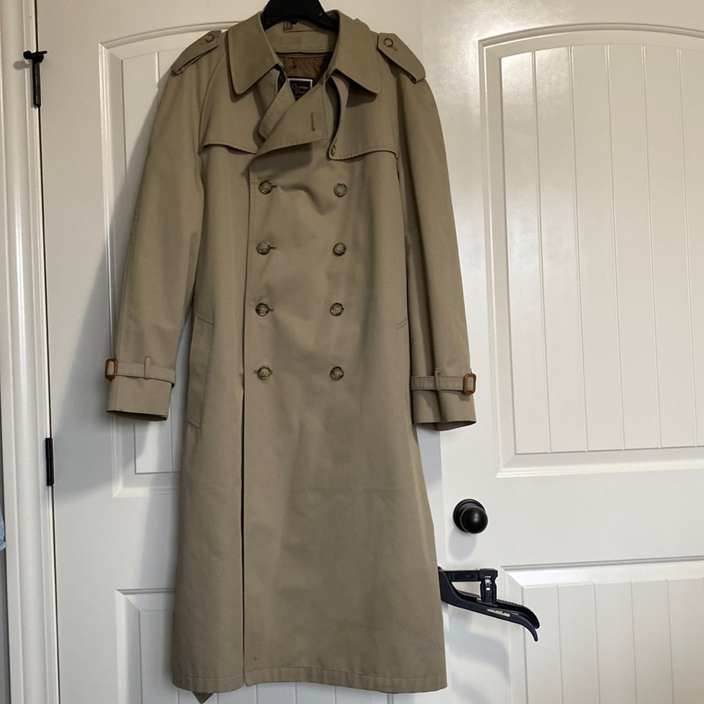 Christian Dior Wool Lined Belted Trench Coat Mens Designer Career SZ 46 L